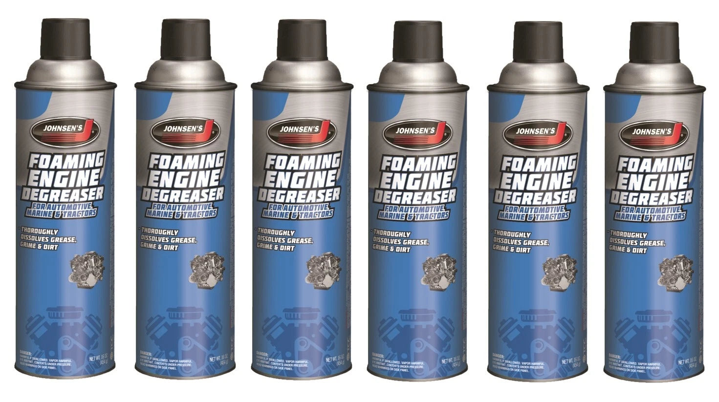 6 X 16 Oz. JOHNSEN'S Engine Foaming Degreaser for Automotive Marine Tractors