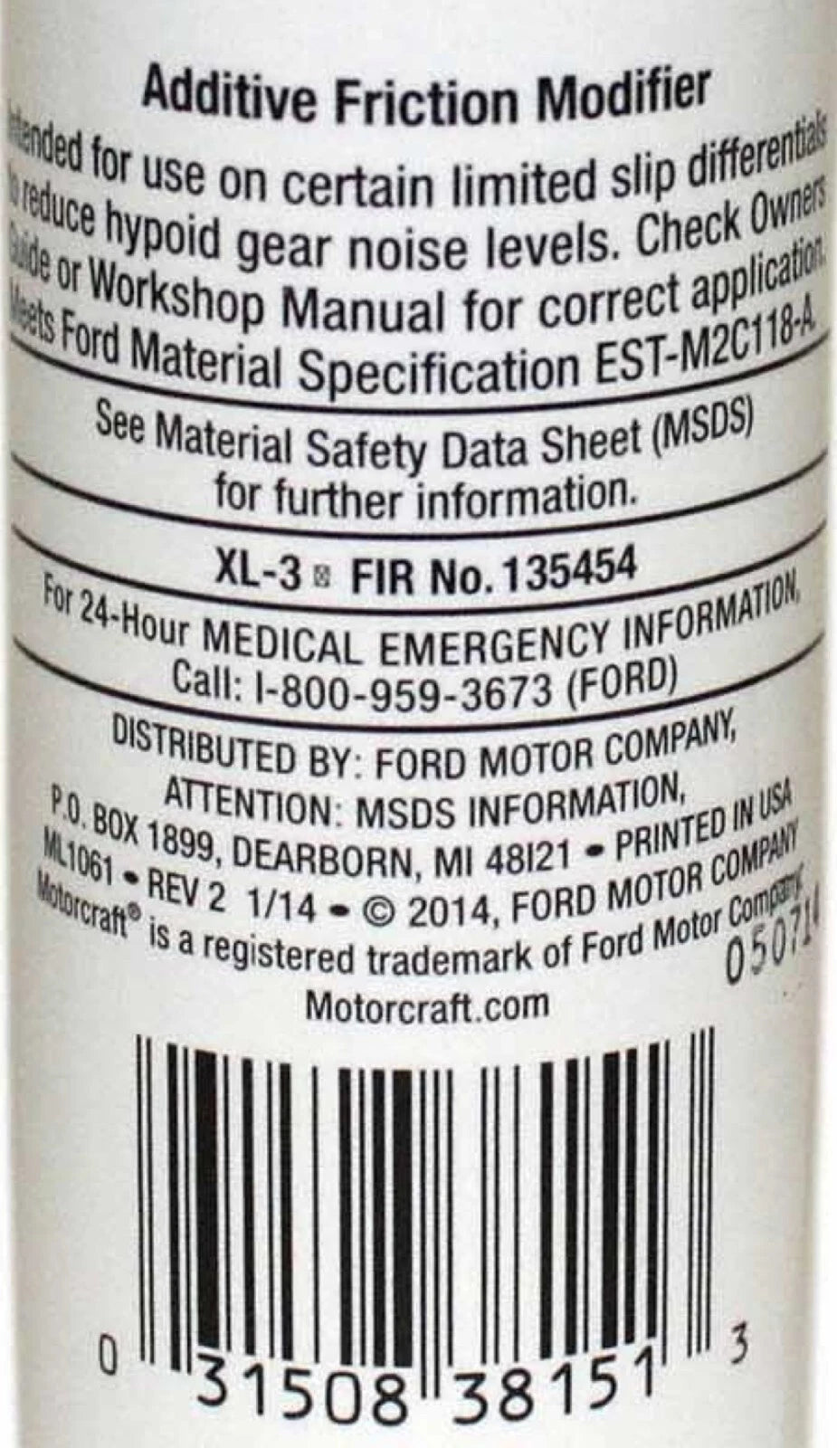 2 Gear/Differential Additive Friction Modifier OEM FORD/Motorcraft Limited Slip