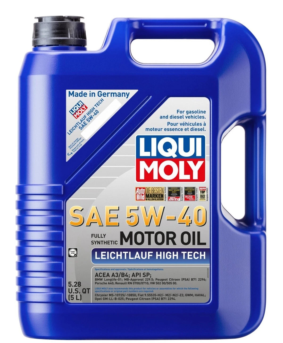 5 Lt. Motor Engine Oil LIQUI MOLY Leichtlauf High Tech SAE 5W-40 Full Synthetic