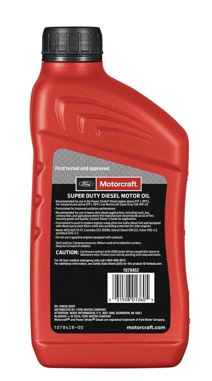 7 Quarts Diesel Engine Motor Oil MOTORCRAFT Super Duty XO10W30QSDF SAE 10W30