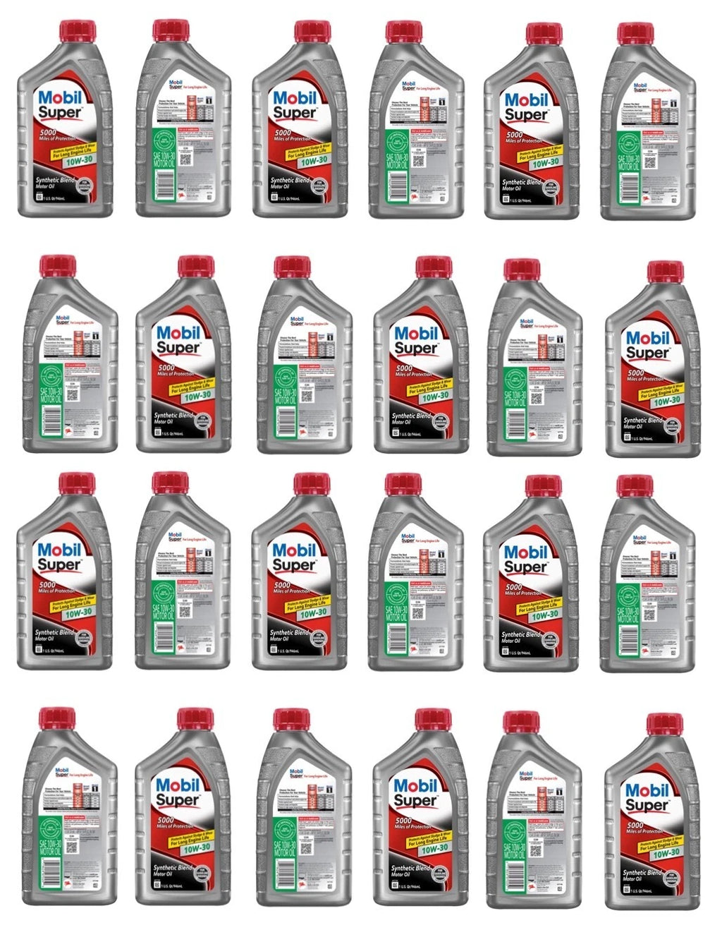 24 Quarts Engine Motor Oil Mobil SUPER Synthetic Blend SAE 10W-30