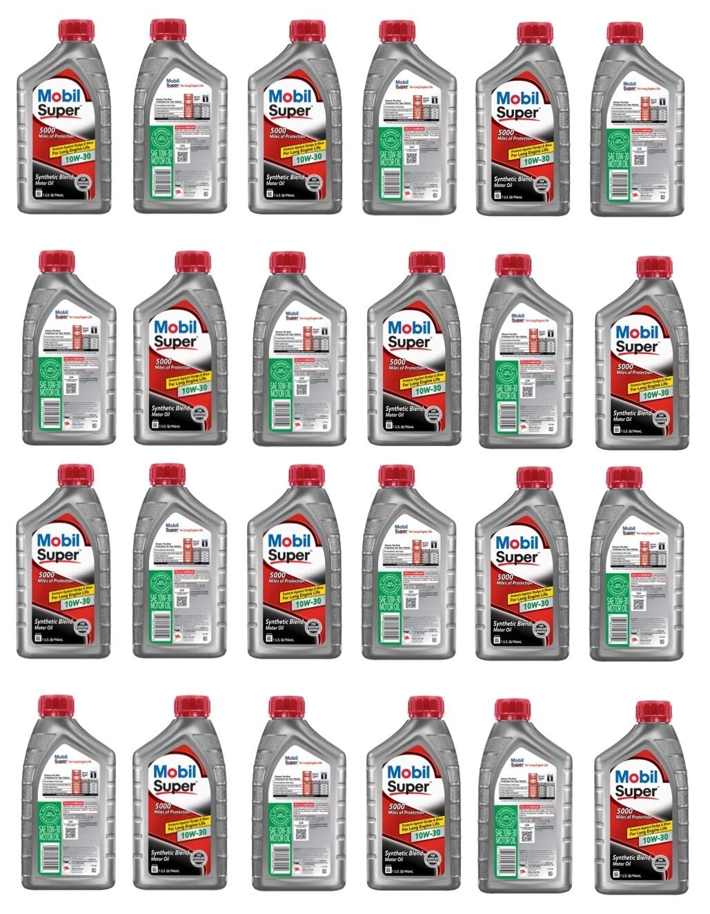 24 Quarts Engine Motor Oil Mobil SUPER Synthetic Blend SAE 10W-30