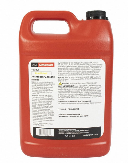1 Gallon Engine Coolant Antifreeze Motorcraft Orange/Yellow Pre diluted