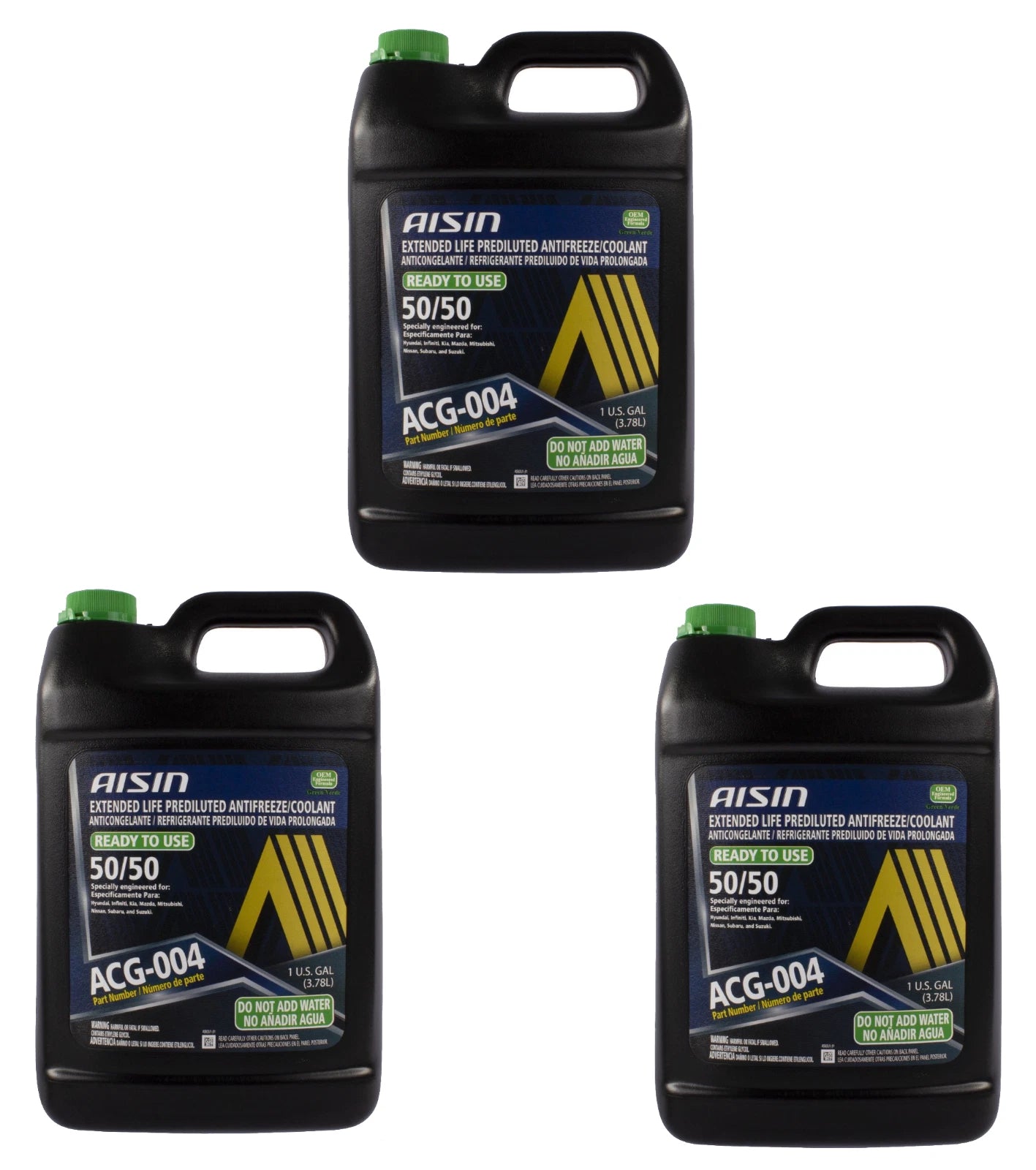 3 Gallons Ready to use Engine Coolant/Antifreeze (HOAT) AISIN Pre-diluted Green