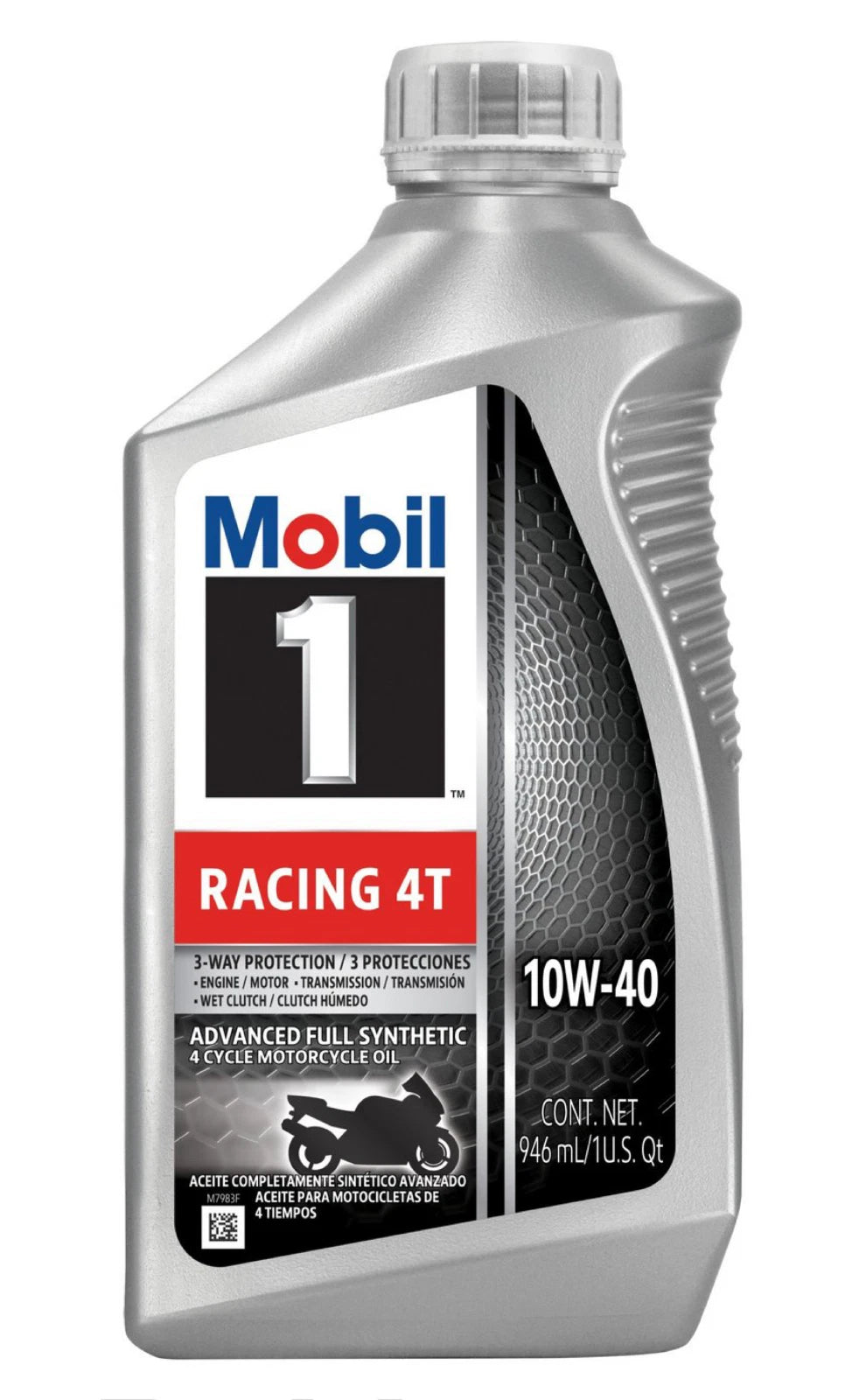 1 Quart Motorcycle Engine Oil Mobil 1 Racing 4T 10W-40 Advanced Full Synthetic