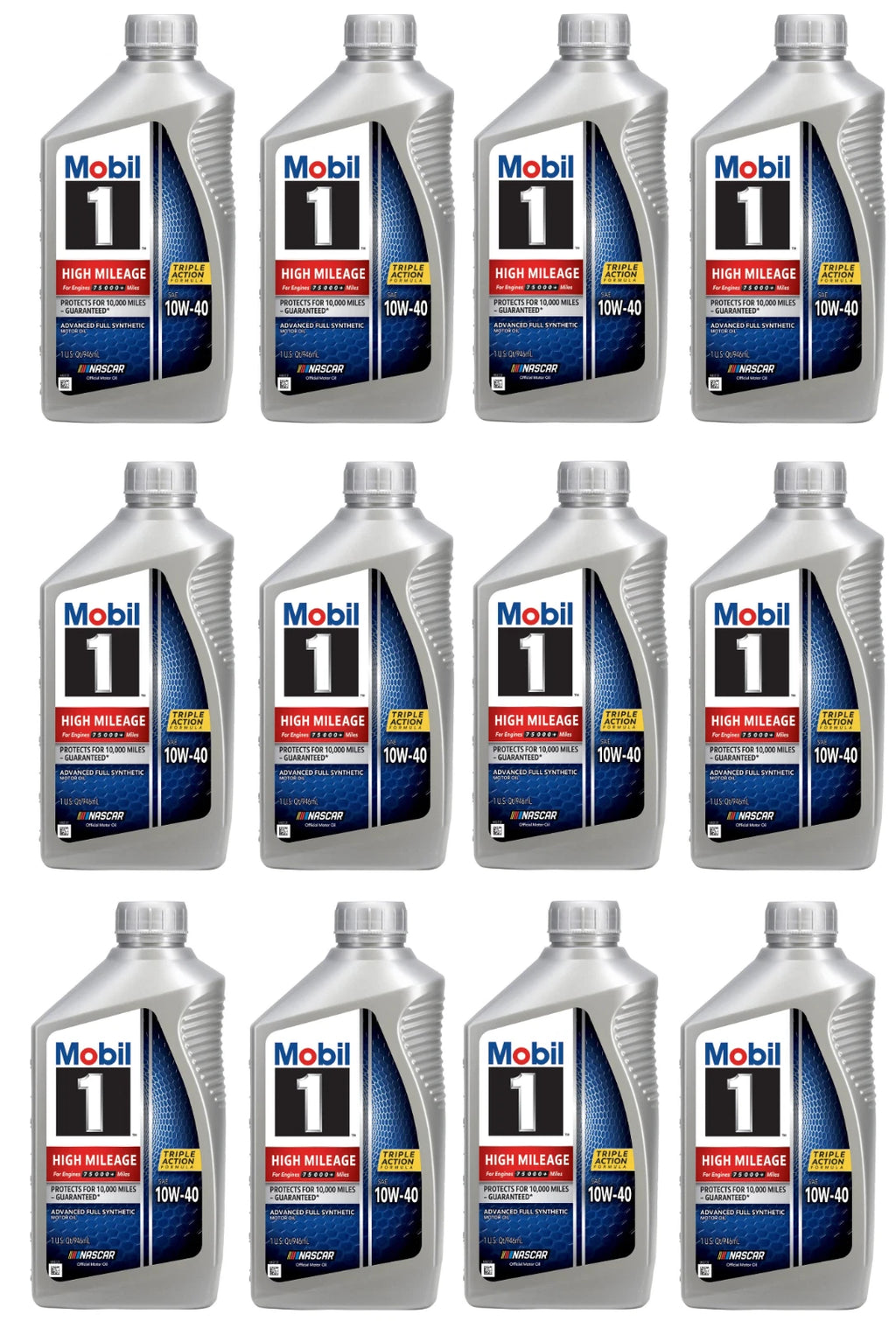 12 Quarts Mobil 1 High Mileage Full Synthetic Motor Oil 10W-40