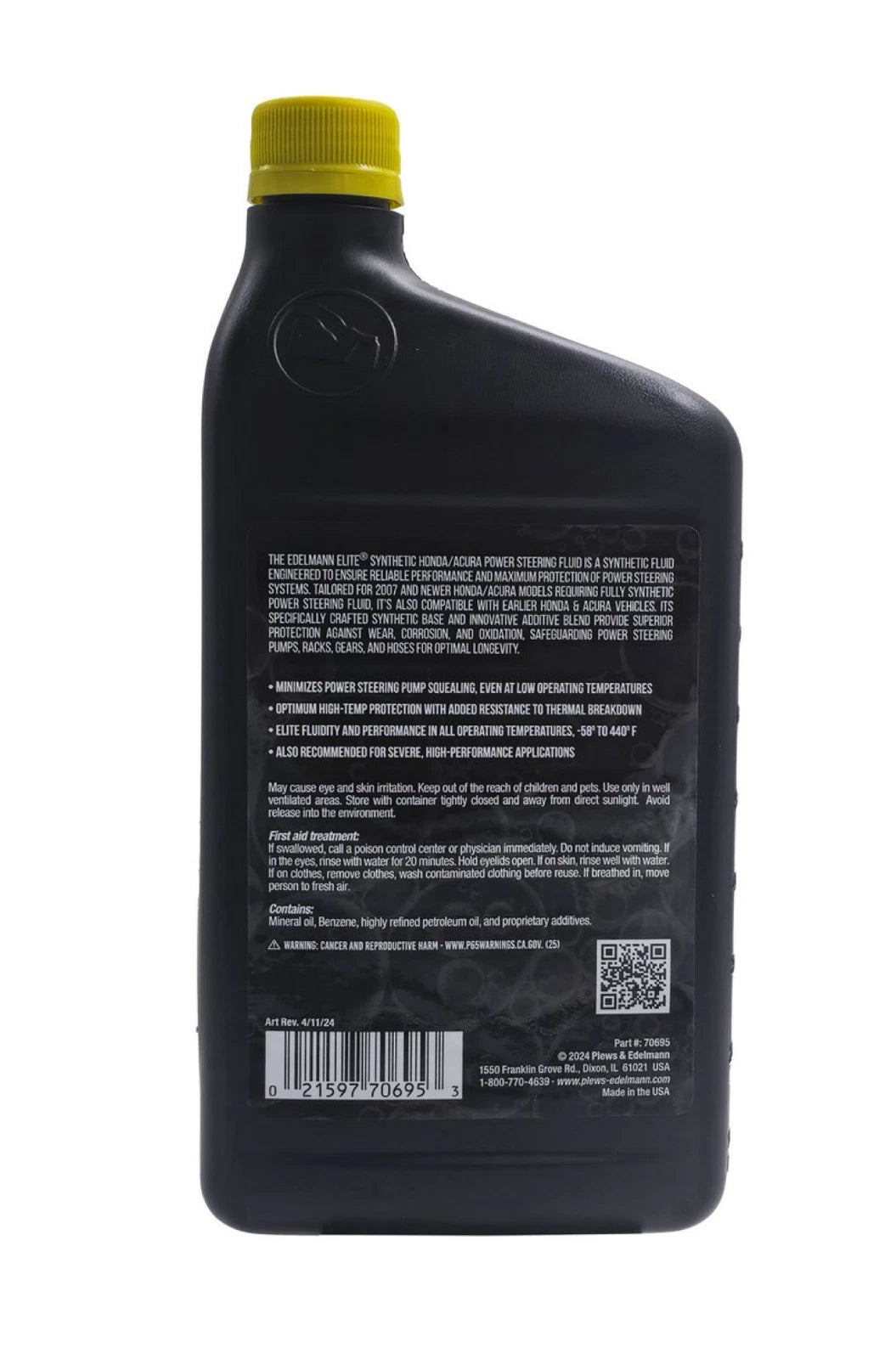 1 Quart Power Steering Fluid Edelmann Full Synthetic for Honda Acura