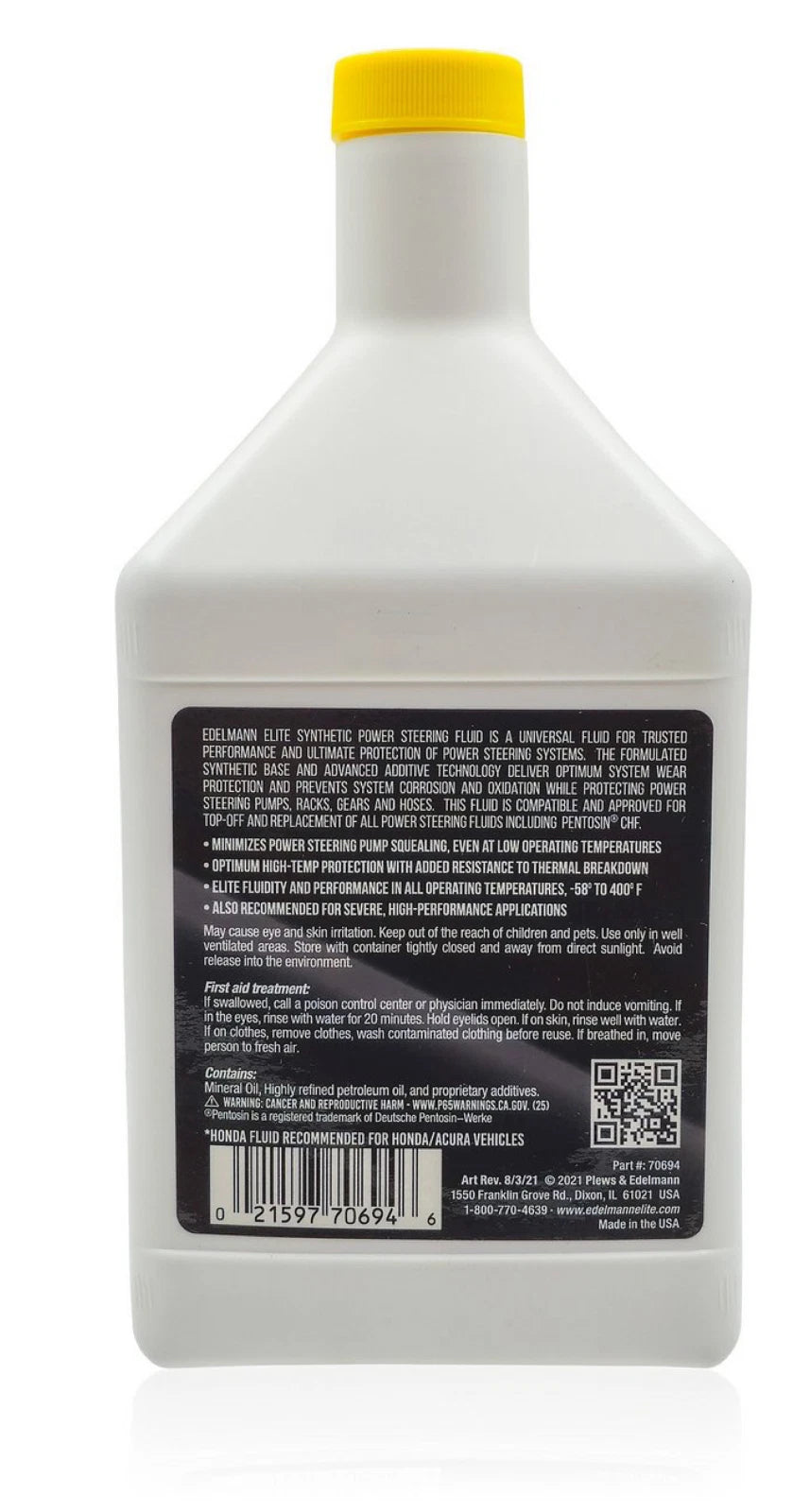 1 Quart Power Steering Fluid EDELMAN Universal Full Synthetic